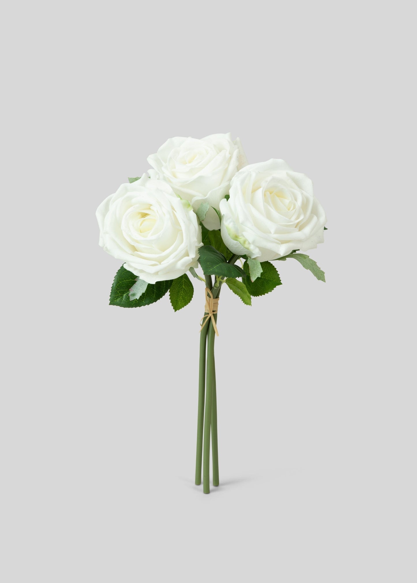 Artificial Flower Bundle of White Natural Touch Roses - 11.5"