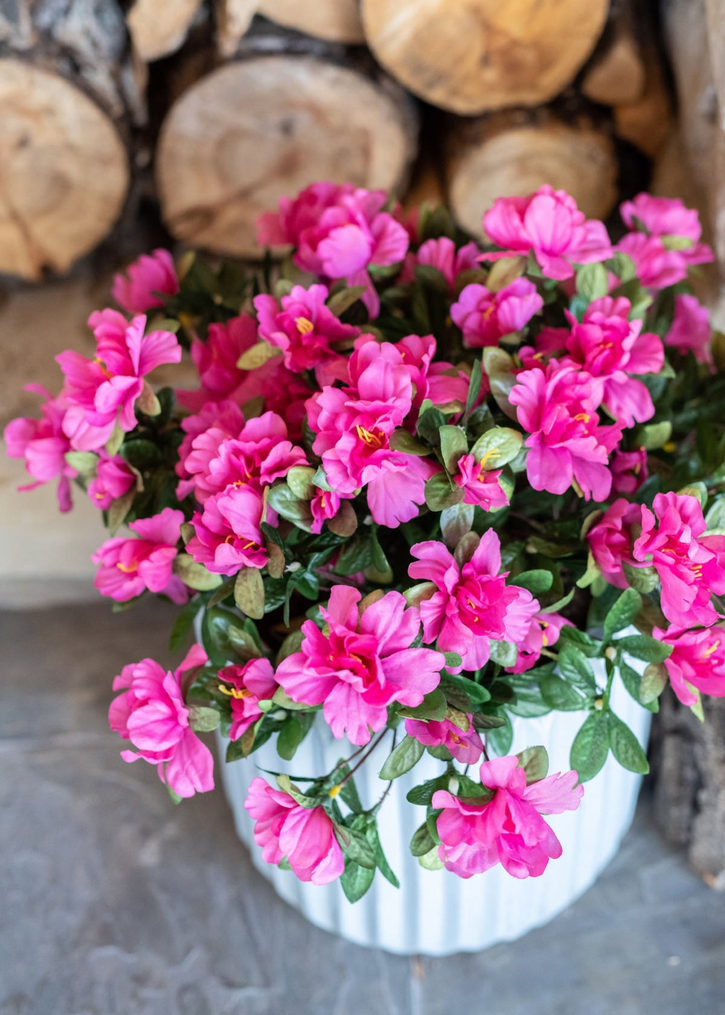 Artificial Azalea Flower Bush in Fuchsia - 13"