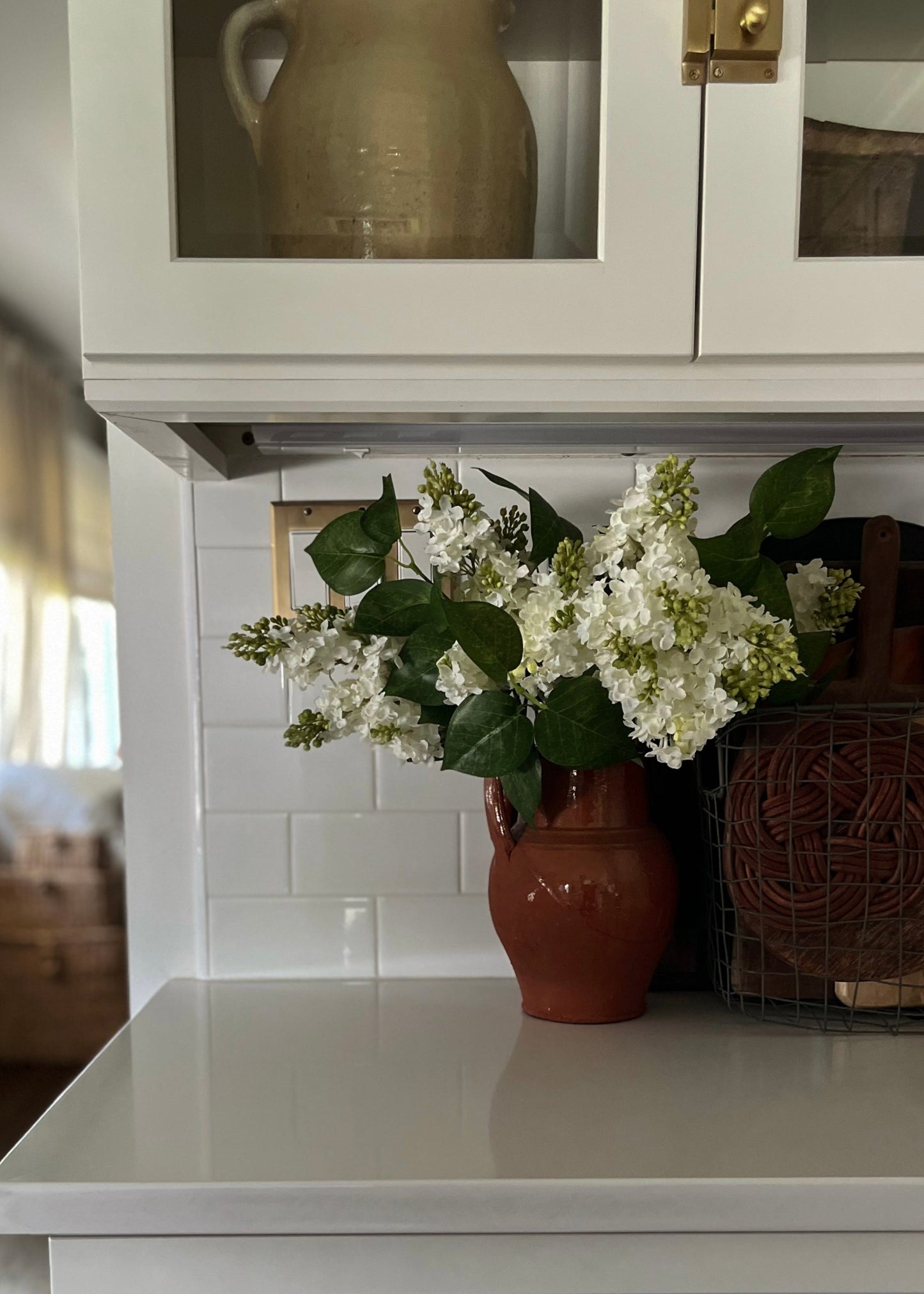 Artificial Blooming Lilac Branch in White - 26"