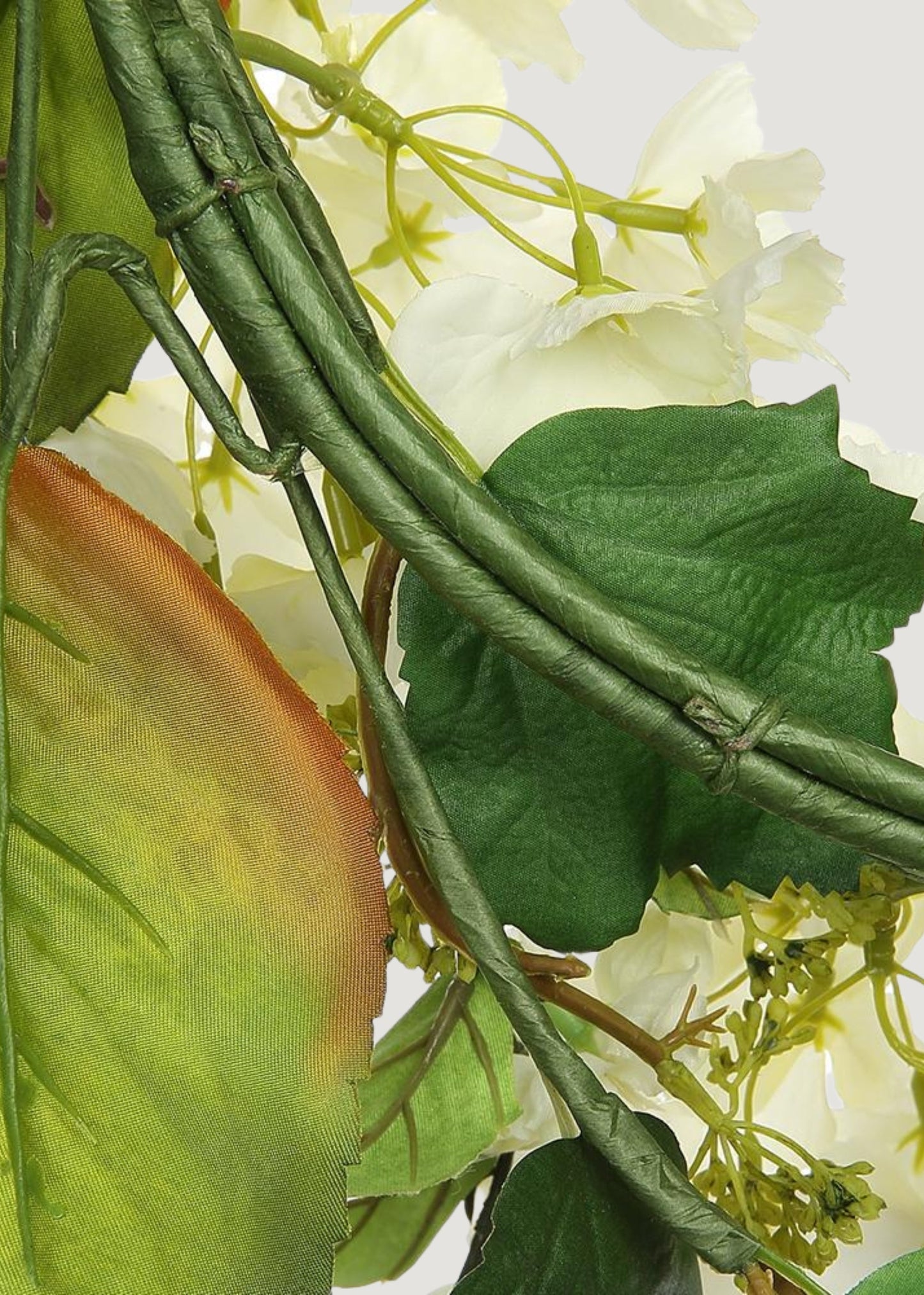 Artificial Hydrangea and Foliage Wreath in Cream Green - 24"