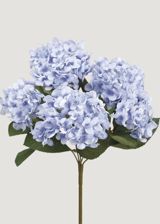 Artificial Hydrangea Flower Bush in Light Blue - 14"