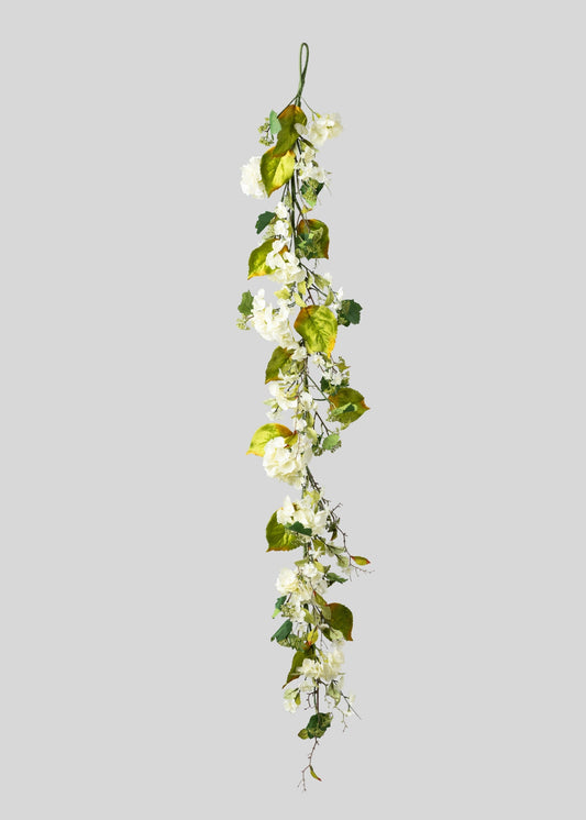 Artificial Blooming Hydrangea Flower Garland in Cream - 72"