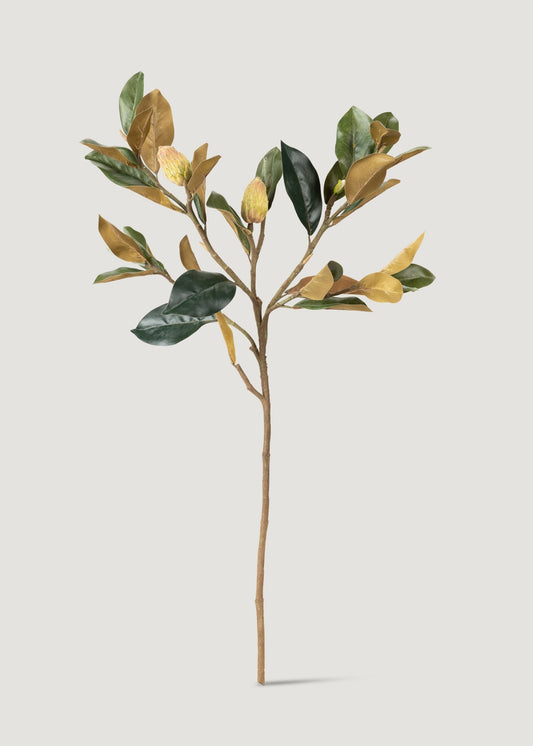 Artificial Budding Magnolia Leaf Branch - 37"