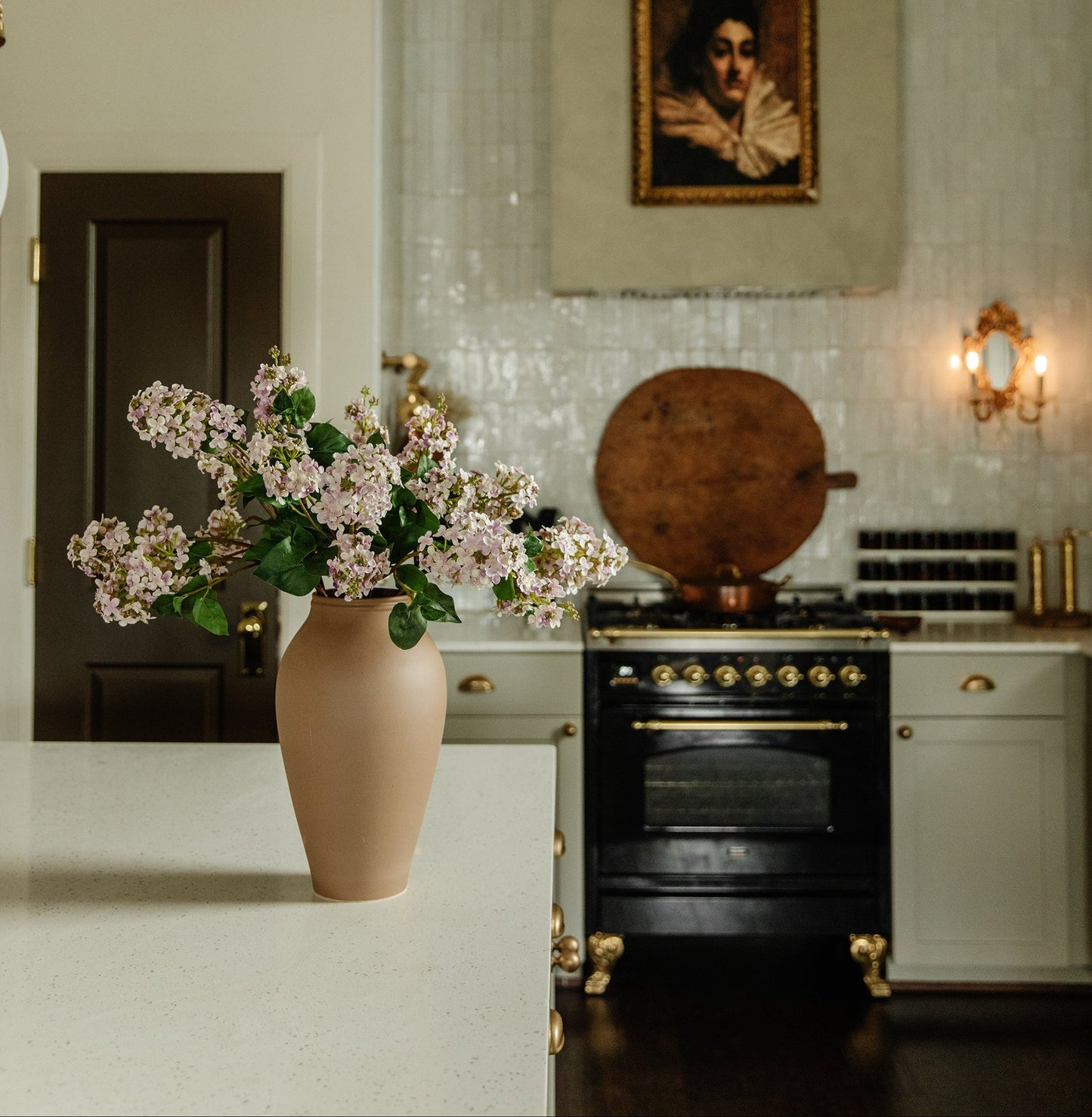 Artificial Flowers Pale Lavender Faux Lilac Branch - 30"