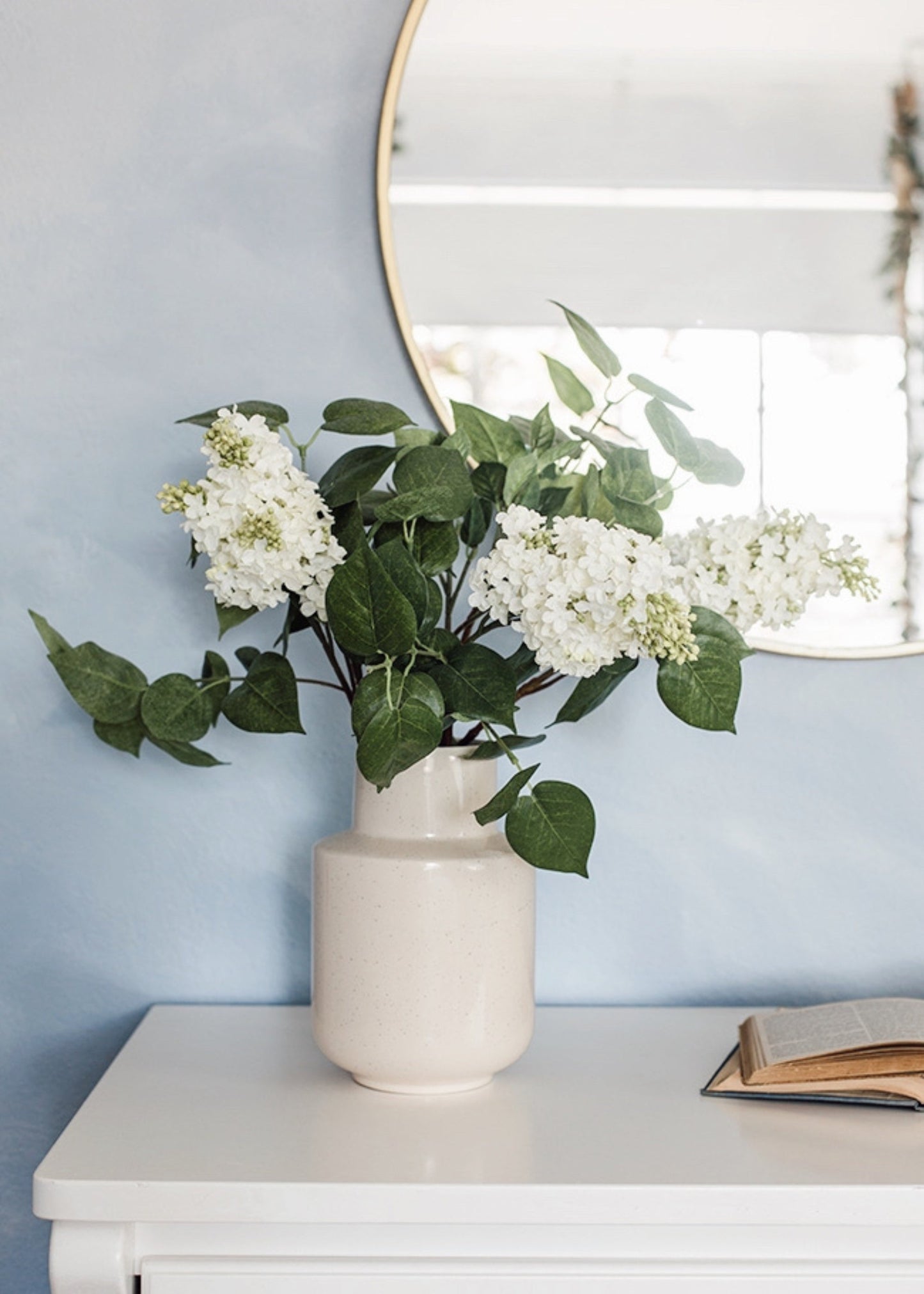 Artificial Blooming Lilac Branch in White - 26"