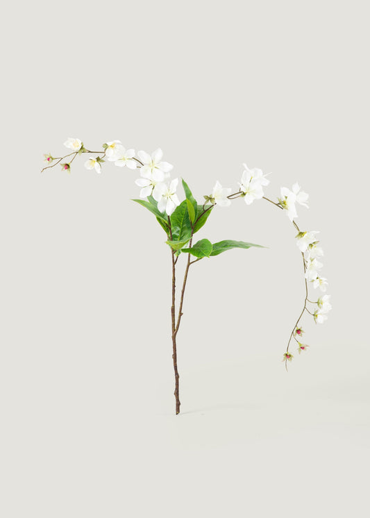 Artificial Blooming Peach Blossom Branch in White - 41"
